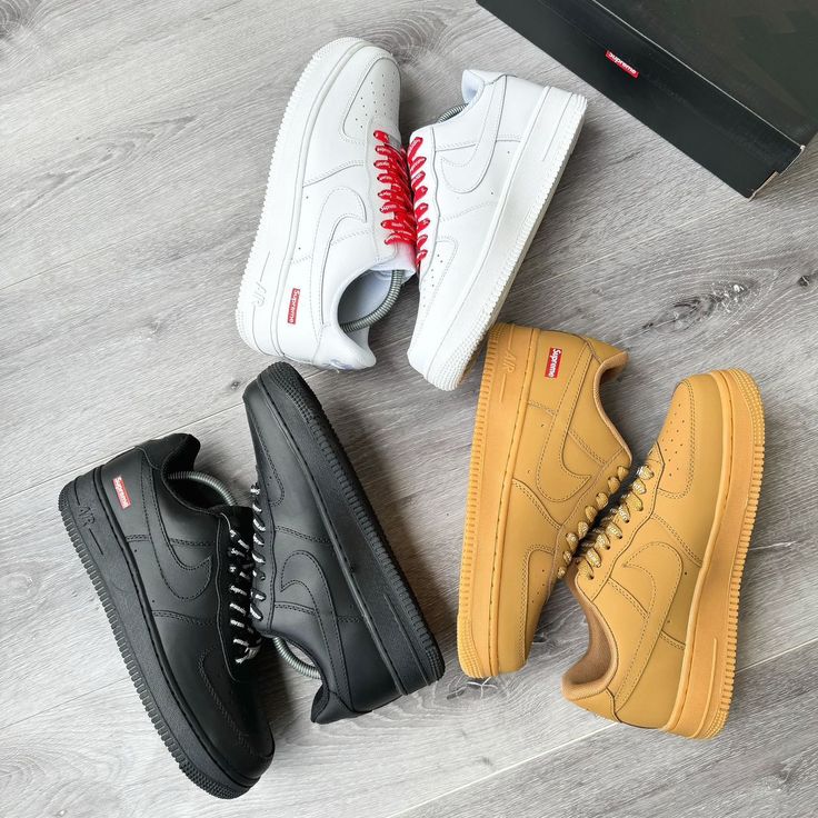 Nike Air Force 1 Low x Supreme: Black, White & Brown Colorways