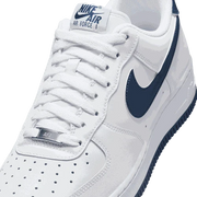 Side view of Nike Air Force 1 '07 men’s shoes in white leather