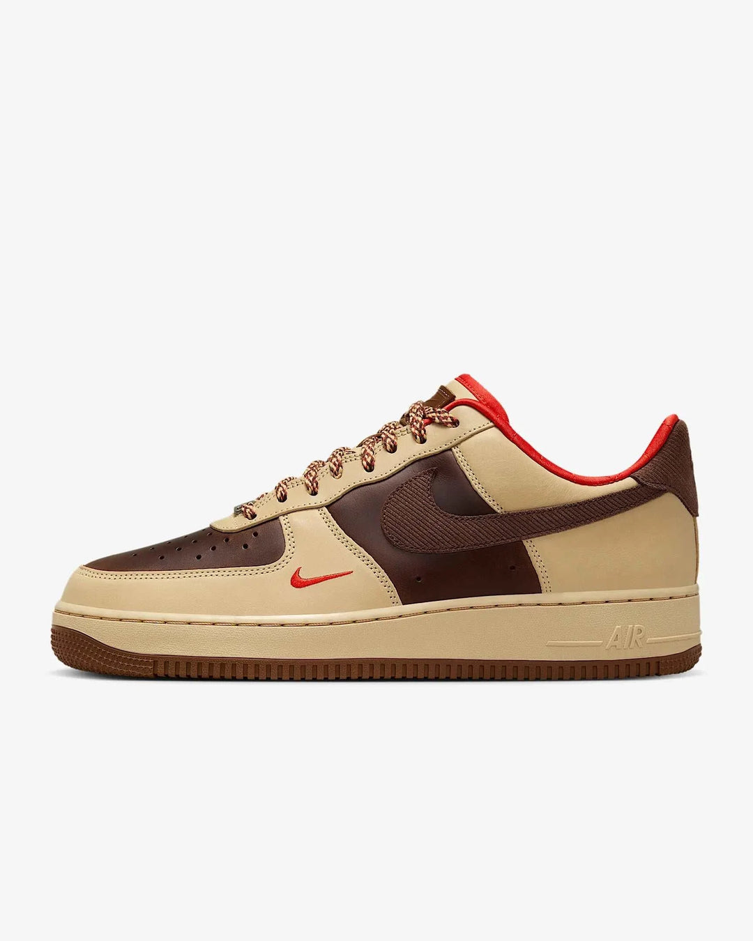 Side view of Nike Air Force 1 Cacao Wow Light British Tan men’s shoes