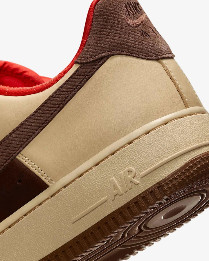 Side view of Nike Air Force 1 Cacao Wow Light British Tan men’s shoes